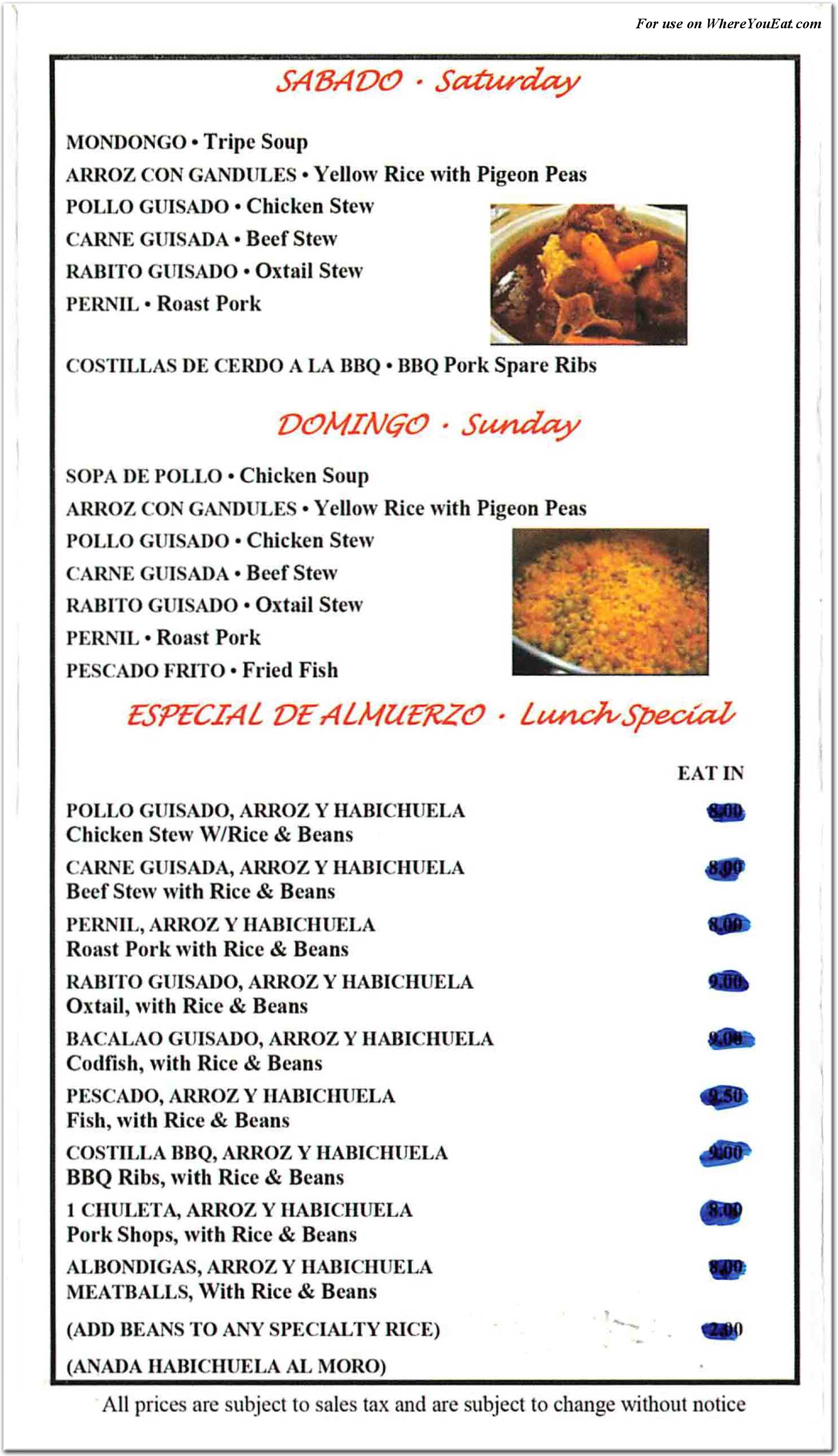 menu image