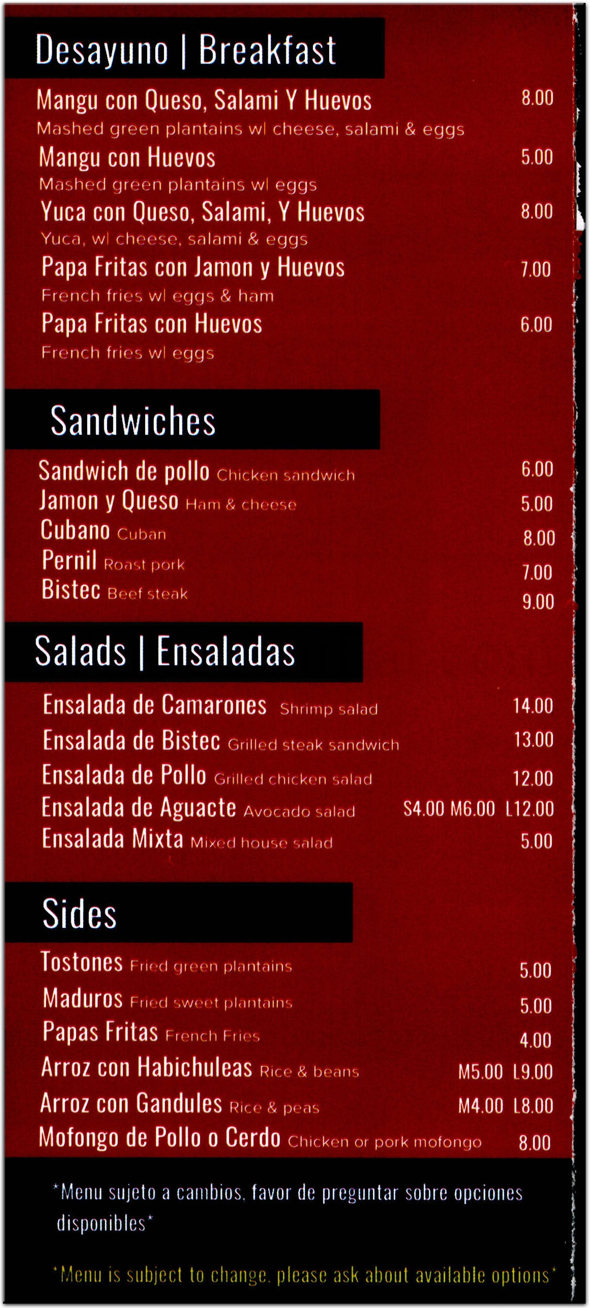 menu image